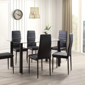 פינת אוכל זכוכית שחורה