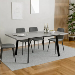 שולחן אוכל מלבני נפתח אפור בטון