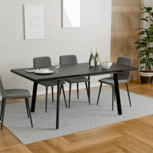 שולחן אוכל מלבני נפתח שחור