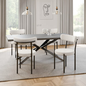 כסאות אוכל מעוצבים בבד שמנת