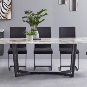 פינת אוכל מעוצבת שולחן דמוי שיש