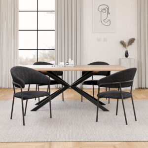 כיסא אוכל רגליים שחורות בעיצוב יוקרתי קטיפה שחור