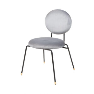 כסאות לפינת אוכל בבד קטיפה אפור בהיר