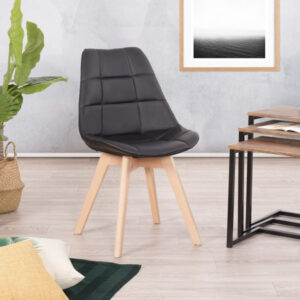 כסאות לפינת אוכל דמוי עור שחור עם רגלי עץ (1) – Copy