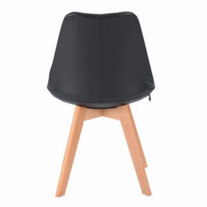 כסאות לפינת אוכל דמוי עור שחור עם רגלי עץ (7)