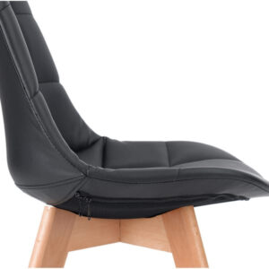 כסאות לפינת אוכל דמוי עור שחור עם רגלי עץ (8)