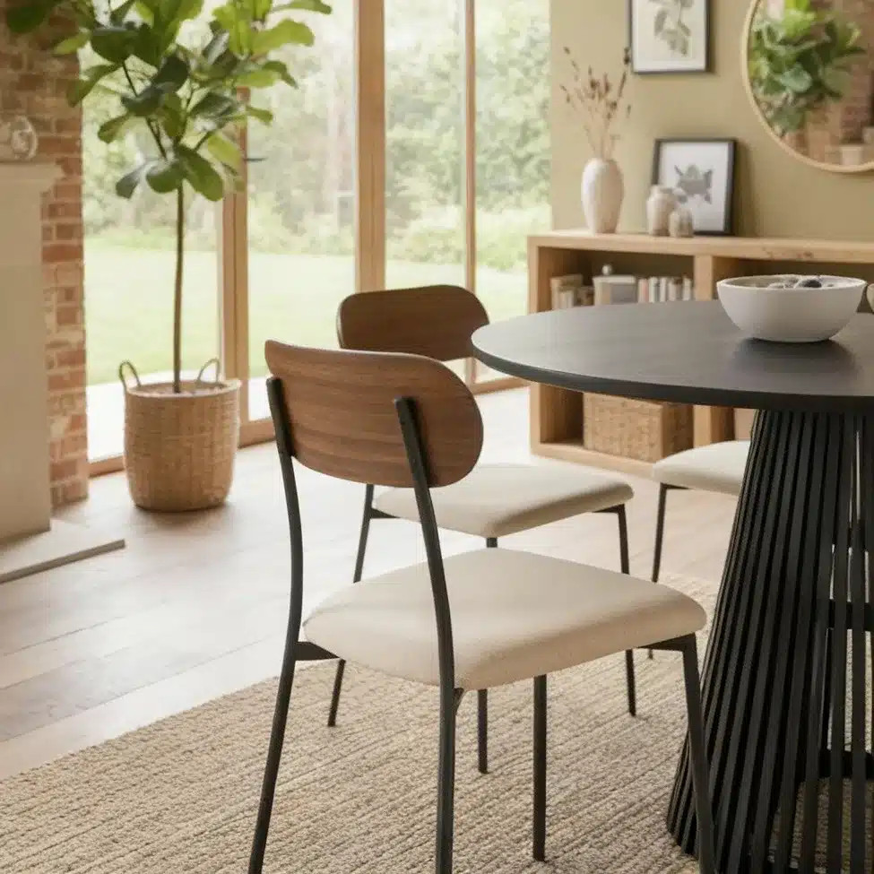 כסאות לפינת אוכל מתכת ועץ